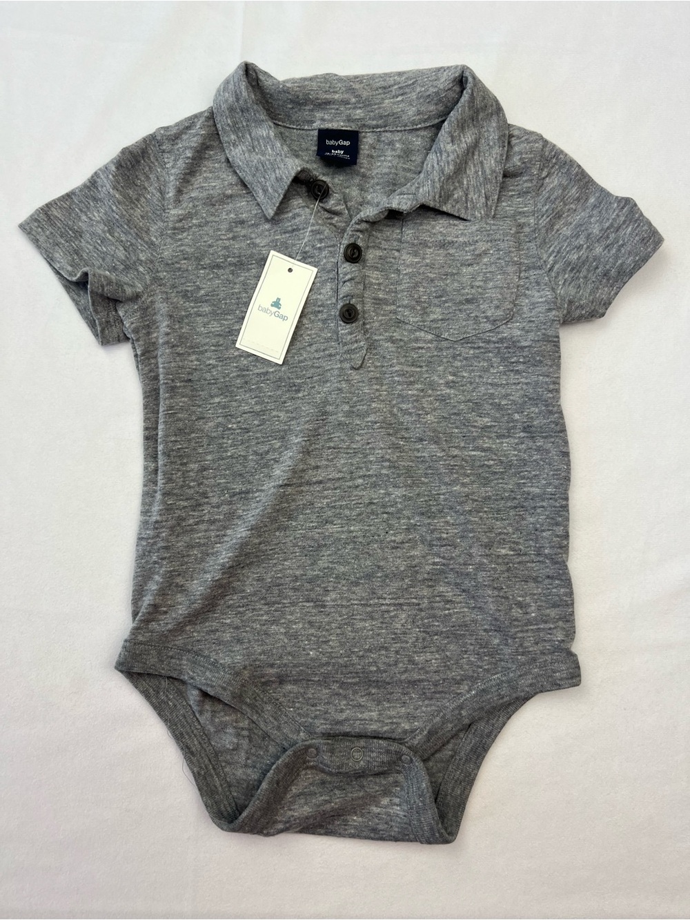 New babyGap Heather Grey Polo Bodysuit 18-24M